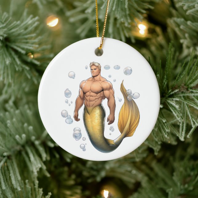 Adorno De Cerámica Merman Ornament - Yellowtail (Árbol)