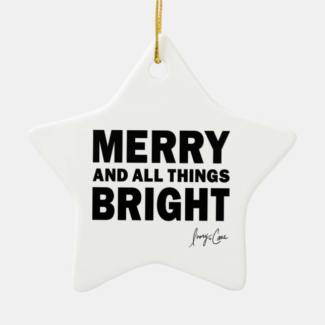 Adorno De Cerámica Merry and All Things Bright Christmas | Star (Frente)