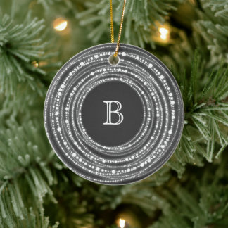 Adorno De Cerámica Merry and Bright Sparkles Monogram Navidad Foto