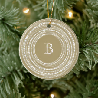 Adorno De Cerámica Merry and Bright Sparkles Monogram Navidad Foto