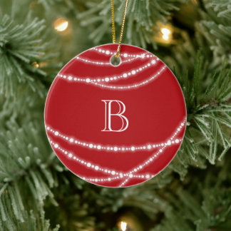 Adorno De Cerámica Merry and Bright Sparkles Monogram Navidad Foto