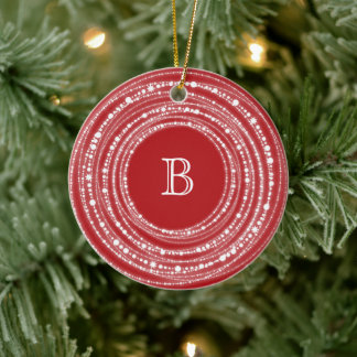 Adorno De Cerámica Merry and Bright Sparkles Monogram Navidad Foto