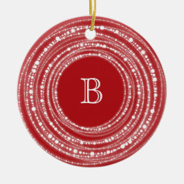 Adorno De Cerámica Merry and Bright Sparkles Monogram Navidad Foto