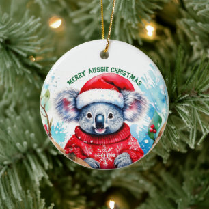 Adorno De Cerámica Merry Aussie Navidades Koala