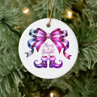 Adorno De Cerámica Merry & Bright Christmas Festive Ornament