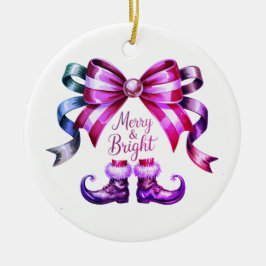 Adorno De Cerámica Merry & Bright Christmas Festive Ornament