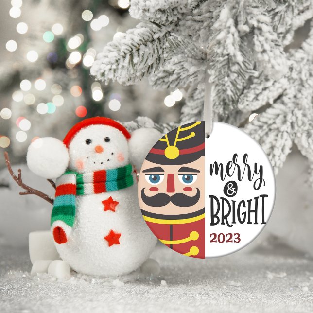 Adorno De Cerámica Merry & Bright personalizado (Merry & Bright personalized Ceramic Tree Decoration)