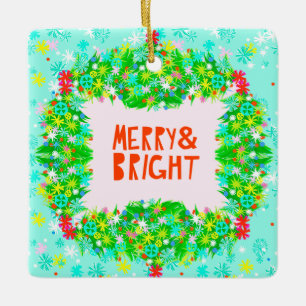 Adorno De Cerámica Merry & Bright Wreath