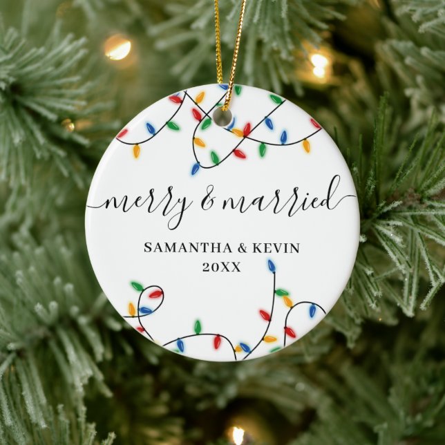 Adorno De Cerámica Merry & Casried Mr. Couple Names Xmas Lights (Árbol)