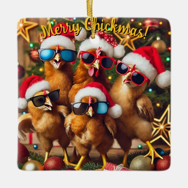 Adorno De Cerámica Merry Chickmas (Anverso)