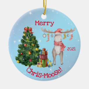 Adorno De Cerámica Merry Chris-Moose y Polar Bear Navidades
