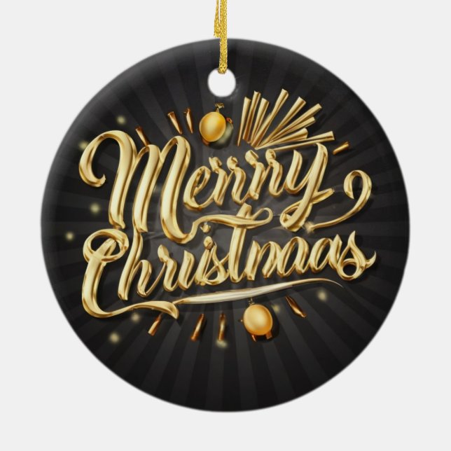 Adorno De Cerámica Merry Chrismas Gold (Atrás)
