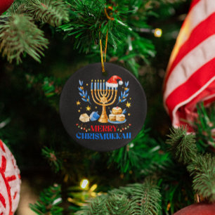 Adorno De Cerámica Merry Chrismukkah Holiday Familia Hanukkah Pajama