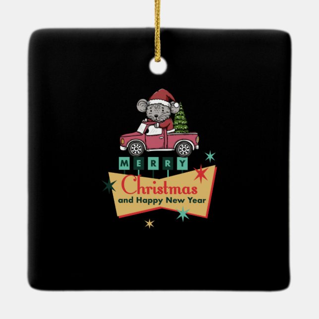 Adorno De Cerámica Merry Christmas and Happy New Year (Reverso)