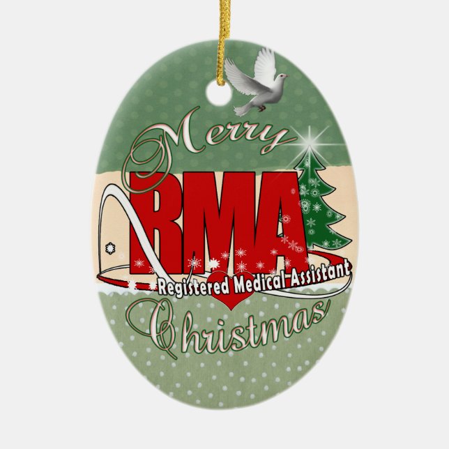 ADORNO DE CERÁMICA MERRY CHRISTMAS AYUDANTE MÉDICO REGISTRADO RMA (Frente)