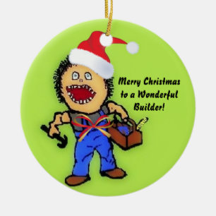 Adorno De Cerámica Merry Christmas Builder