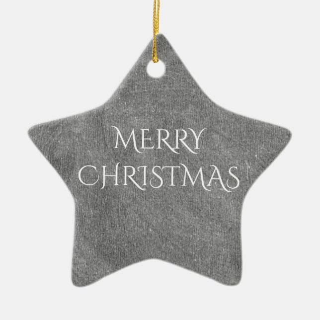 Adorno De Cerámica Merry Christmas Chalkboard Typography Black White (Frente)