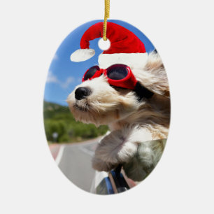Adorno De Cerámica Merry Christmas dog