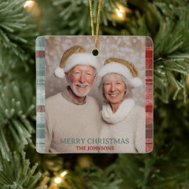 Adorno De Cerámica Merry Christmas Family Photo Ornament