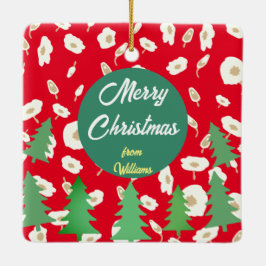 Adorno De Cerámica Merry Christmas Flour Pine Tree