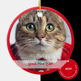 Adorno De Cerámica Merry Christmas from Family Cat