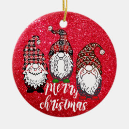 Adorno De Cerámica Merry Christmas Gnomes Buffalo Plaid Gnome