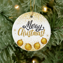 Adorno De Cerámica Merry Christmas Holiday Party Glitter