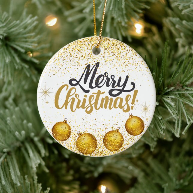 Adorno De Cerámica Merry Christmas Holiday Party Glitter (Árbol)