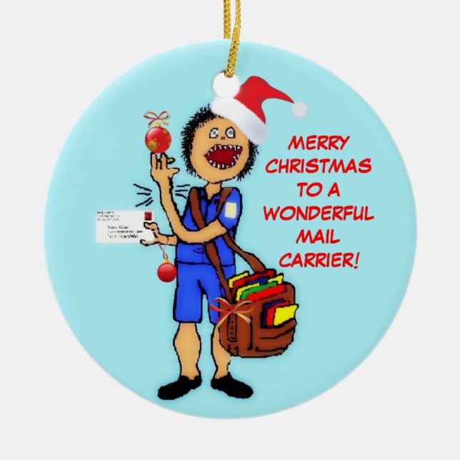 Adorno De Cerámica Merry Christmas Mail Carrier (Frente)
