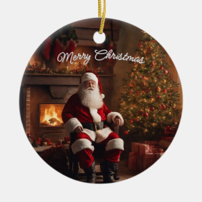 Adorno De Cerámica Merry Christmas Ornament: Festive Holiday Keepsake (Frente)