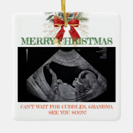 Adorno De Cerámica Merry Christmas Pregnancy Ultrasound Photo Grandma