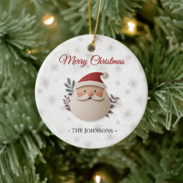 Adorno De Cerámica Merry Christmas Santa – Personalized Family 