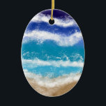 Adorno De Cerámica Merry Christmas Seas-on | Seaside Christmas<br><div class="desc">Blue and teal waves on a sandy beach pretty beach house inspired Tropical Christmas Ornament.</div>