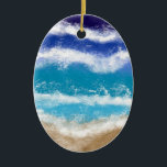 Adorno De Cerámica Merry Christmas Seas-on | Seaside Christmas<br><div class="desc">Blue and teal waves on a sandy beach pretty beach house inspired Tropical Christmas Ornament.</div>