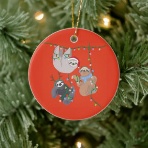 Adorno De Cerámica Merry Christmas Sloth
