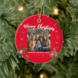 Adorno De Cerámica Merry Christmas Snowflake Photo Personal Family N