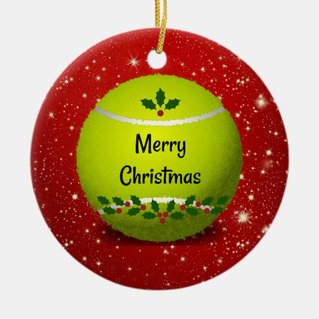 Adorno De Cerámica Merry Christmas Tennis Ball (Frente)