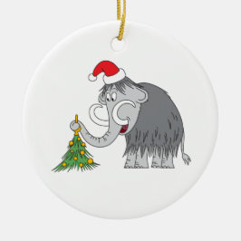 Adorno De Cerámica Merry Christmas Tree Cute Mammoth Santa Hat