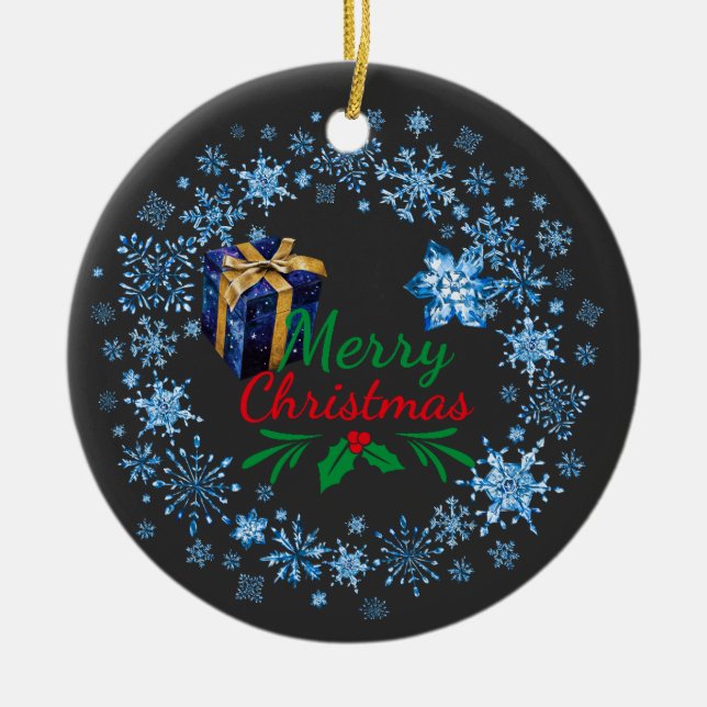 Adorno De Cerámica Merry Christmas Typography Retro Text (Frente)