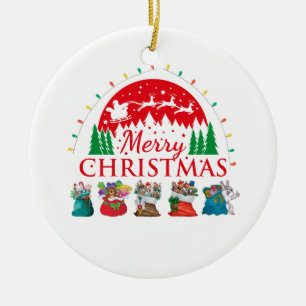 Adorno De Cerámica Merry Christmas Typography Santa Text