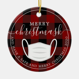 Adorno De Cerámica Merry Christmask máscara roja plantina máscara