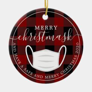 Adorno De Cerámica Merry Christmask máscara roja plantina máscara