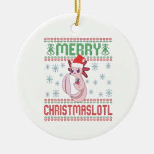 Adorno De Cerámica Merry Christmaslotl Cute Axolotl Regalo de suéter