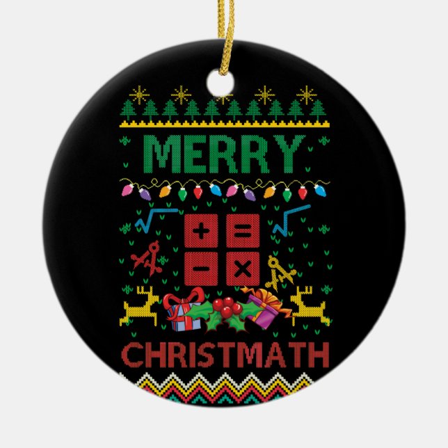 Adorno De Cerámica Merry Christmath Navidades Sweater Math Teacher (Frente)