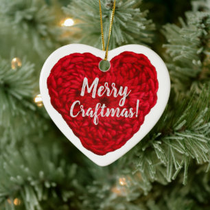 Adorno De Cerámica Merry Craftmas Crochet Red Heart Crafts
