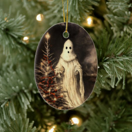Adorno De Cerámica Merry Creepmas Spooky Ghost Gothic Vintage