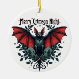 Adorno De Cerámica Merry Crimson Night Christmas Bat Ornament