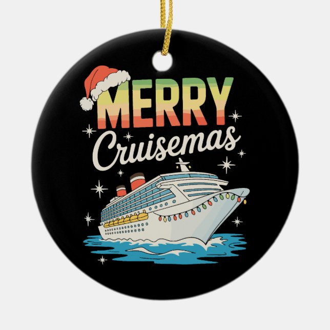 Adorno De Cerámica Merry Cruisemas Cruise Ship Xmas Family Christmas (Frente)
