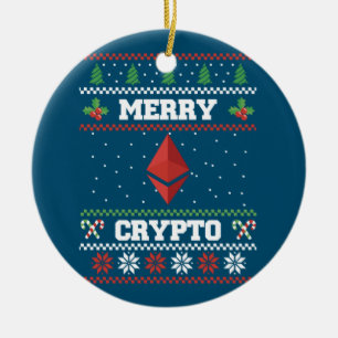 Adorno De Cerámica Merry Crypto Ethereum Ugly Navidades Sweater