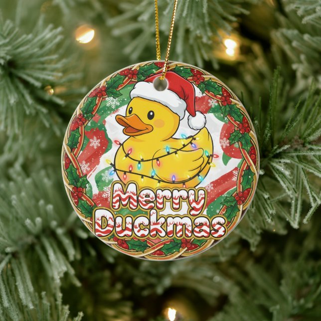 Adorno De Cerámica Merry Duckmas Funny Santa Rubber Duck Christmas (Árbol)